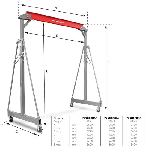 MW tools Portaalkraan 1000 kilo