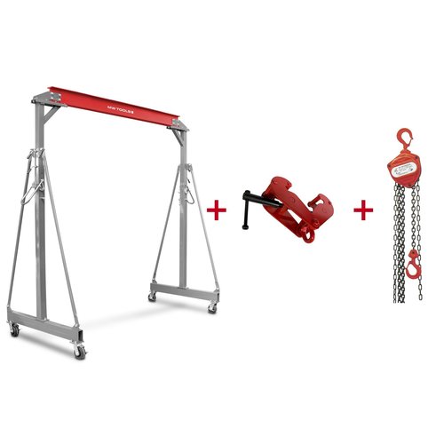 MW tools Portaalkraan set 1000 kilo met balkklem en kettingtakel MW tools Portaalkraan set 1000 kilo met balkklem en kettingtakel