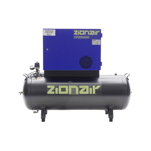 zionair Compressor gedempt 2,2kW 230V  10 bar 200L tank