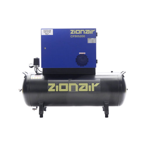 zionair Compressor gedempt 3kW 400V 11 bar 200L tank