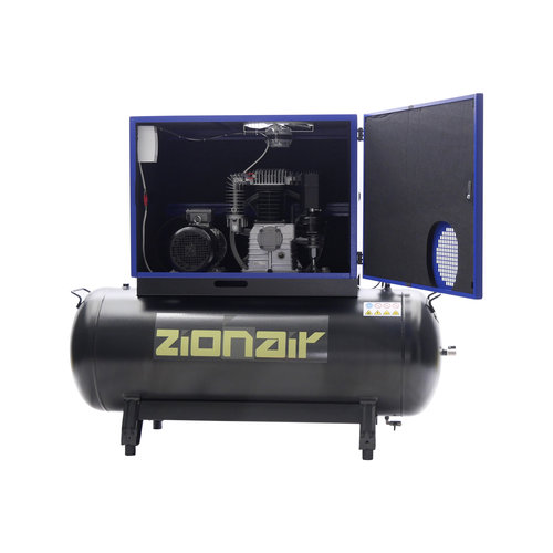 zionair Compressor gedempt 4kW 400V 11 bar 270L tank ster-driehoek