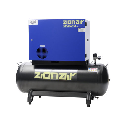 zionair Compressor gedempt 5,5kW 400V 11 bar 270L tank ster-driehoek