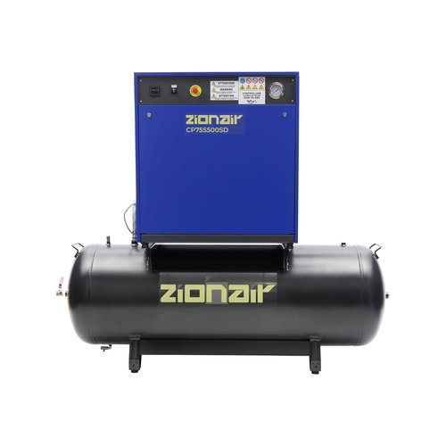 zionair Compressor gedempt 7,5kW 400V 11 bar 500L tank ster-driehoek