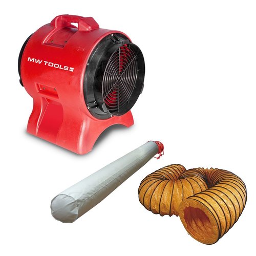 MW tools Ventilator 300mm - 750W met afvoerslang en  filterzak