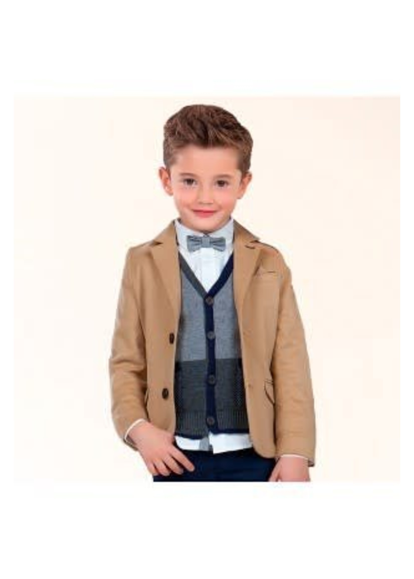 Mayoral Mayoral Blazer cognac met donkerblauwe kraag