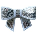 Hairclippy Strik wit met zilver glitter