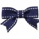 Hairclippy strik donkerblauw met wit stiksel randje