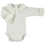 Babidu Babidu romper met lange mouw off white met roesel
