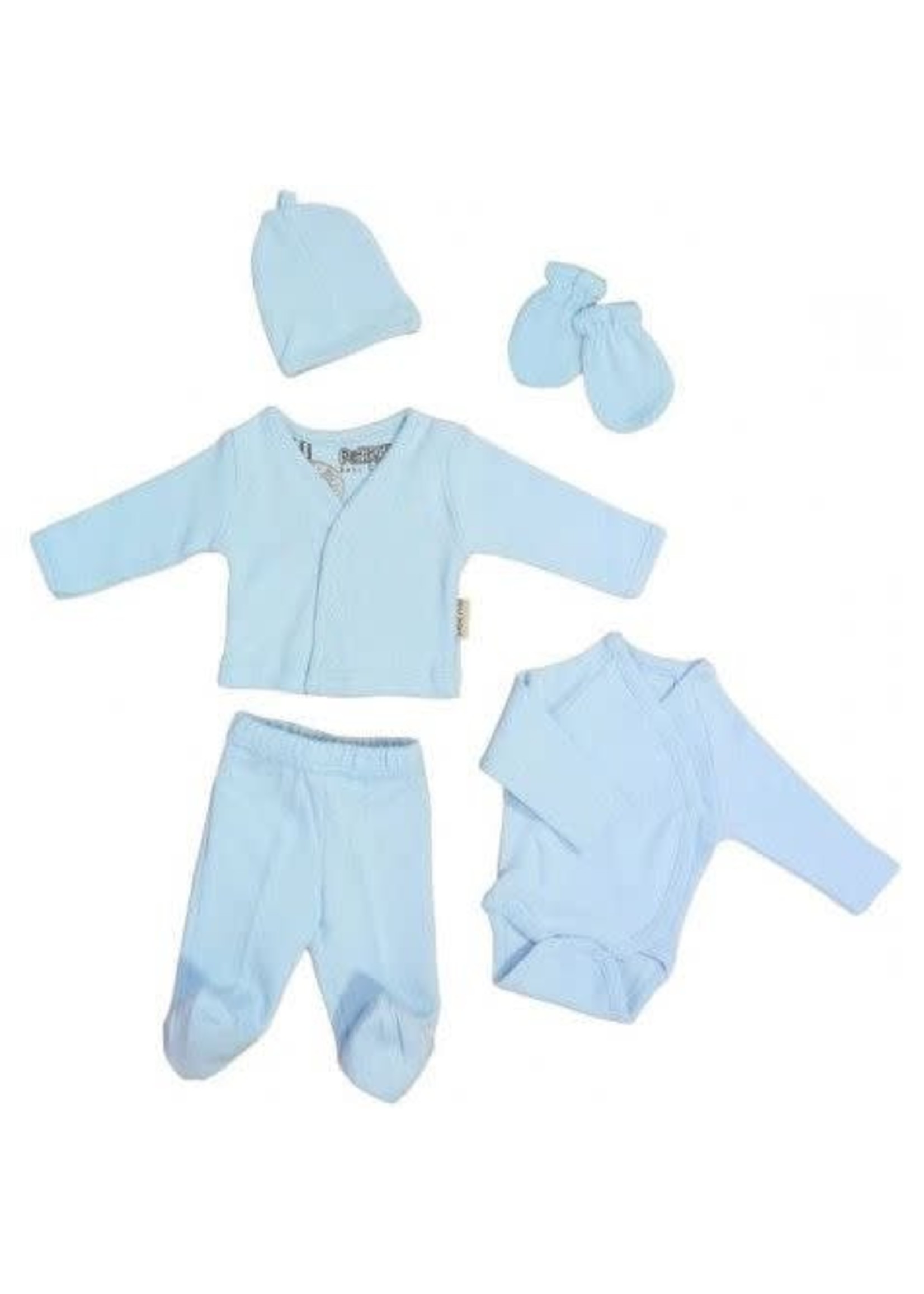 Prematuur set 5 delig licht blauw