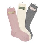 Condor Condor Kniekousen d grijs met beige satijnen strik