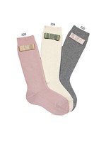 Condor Condor Kniekousen d grijs met beige satijnen strik