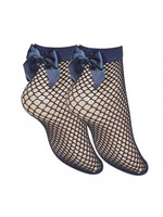 Condor Sokje  donkerblauw  open gewerkt met strik