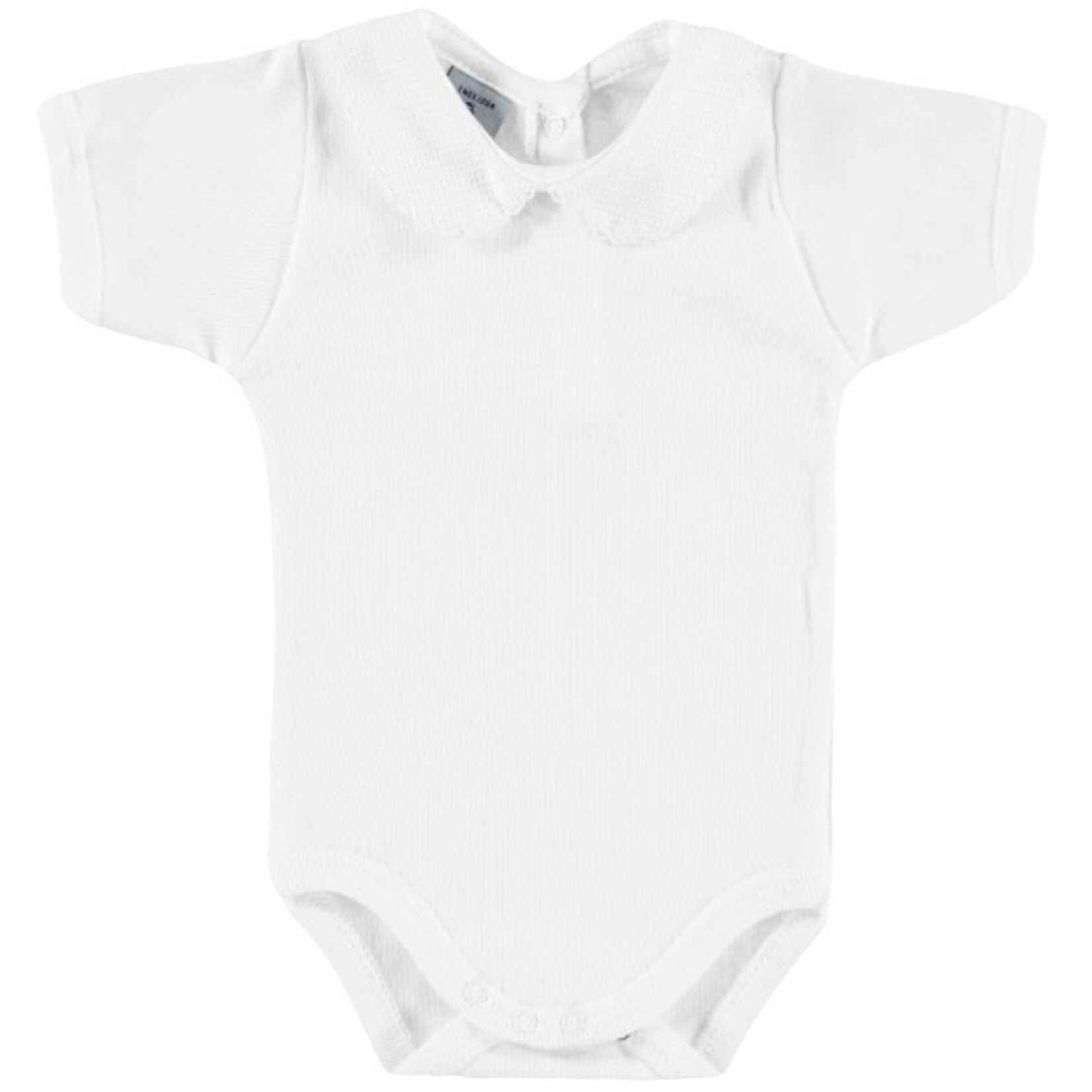 Babidu Babidu Romper  korte mouw wit  met rond kraagje/roze