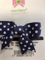 Hairclippy Strik donker blauw met witte stip