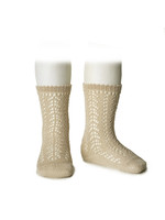 Condor Condor Kniekousen oudroze open gewerkt met gouden glitter