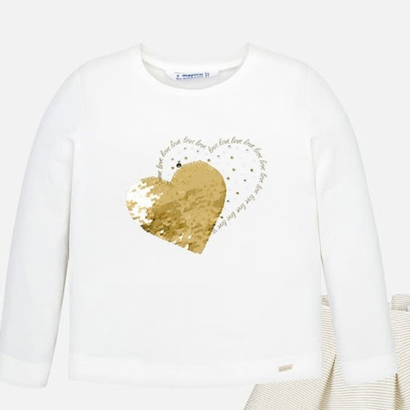 Mayoral Mayoral Shirt off white met goud wrijf hart