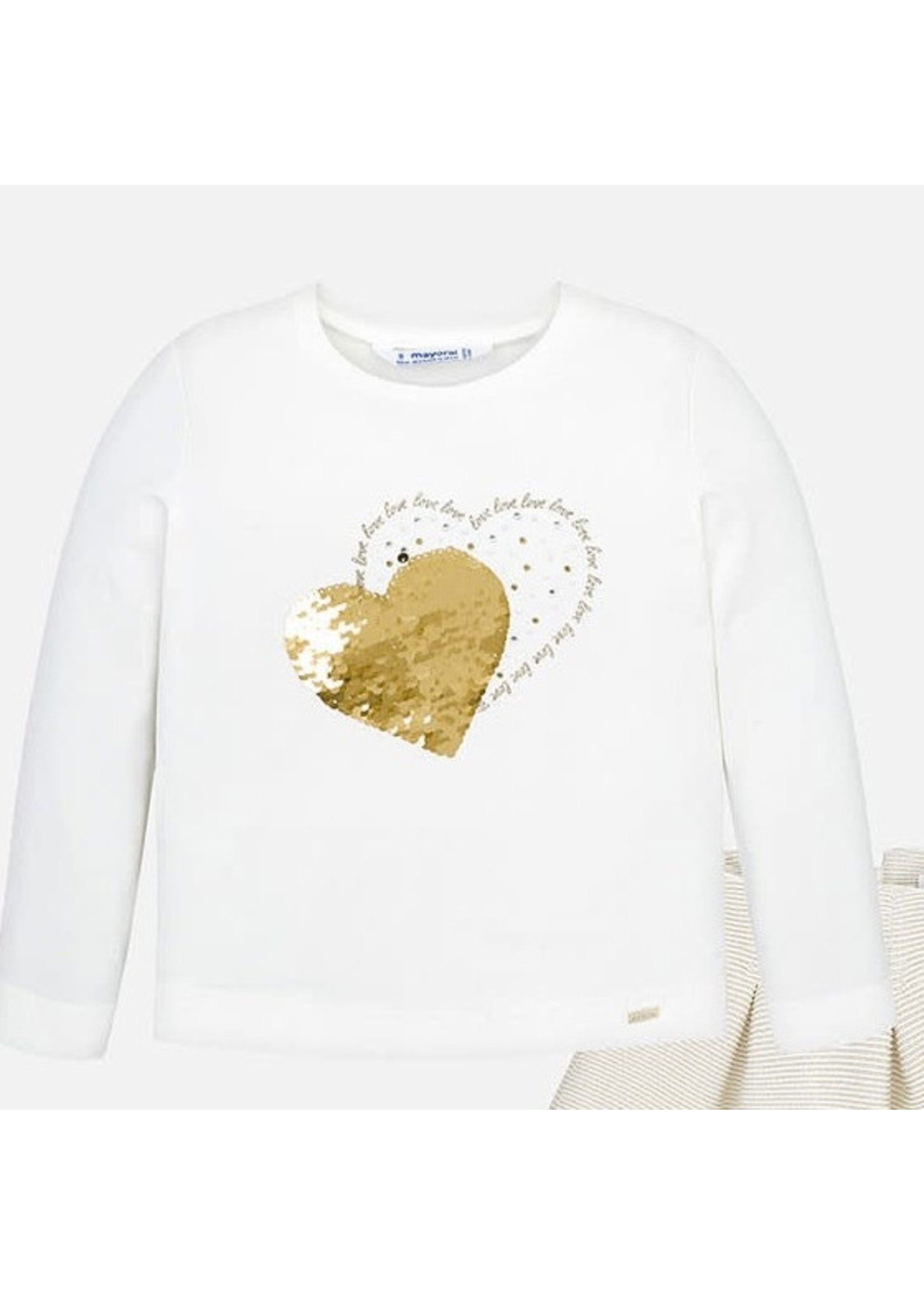 Mayoral Mayoral Shirt off white met goud wrijf hart