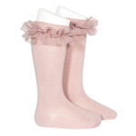 Condor Condor Kniekousen oud roze met tuille rand