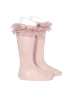 Condor Condor Kniekousen oud roze met tuille rand