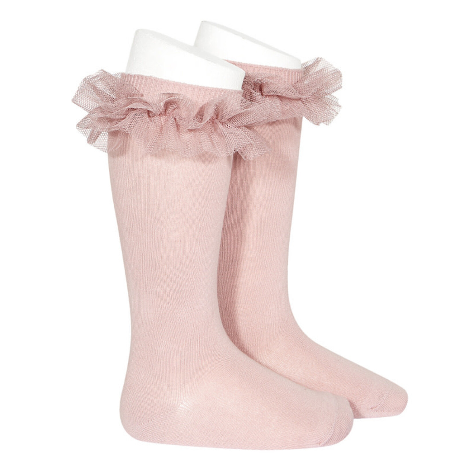 Condor Condor Kniekousen oud roze met tuille rand