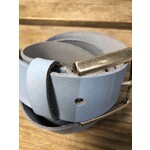 Riem  Leer licht blauw met oud zilveren gesp