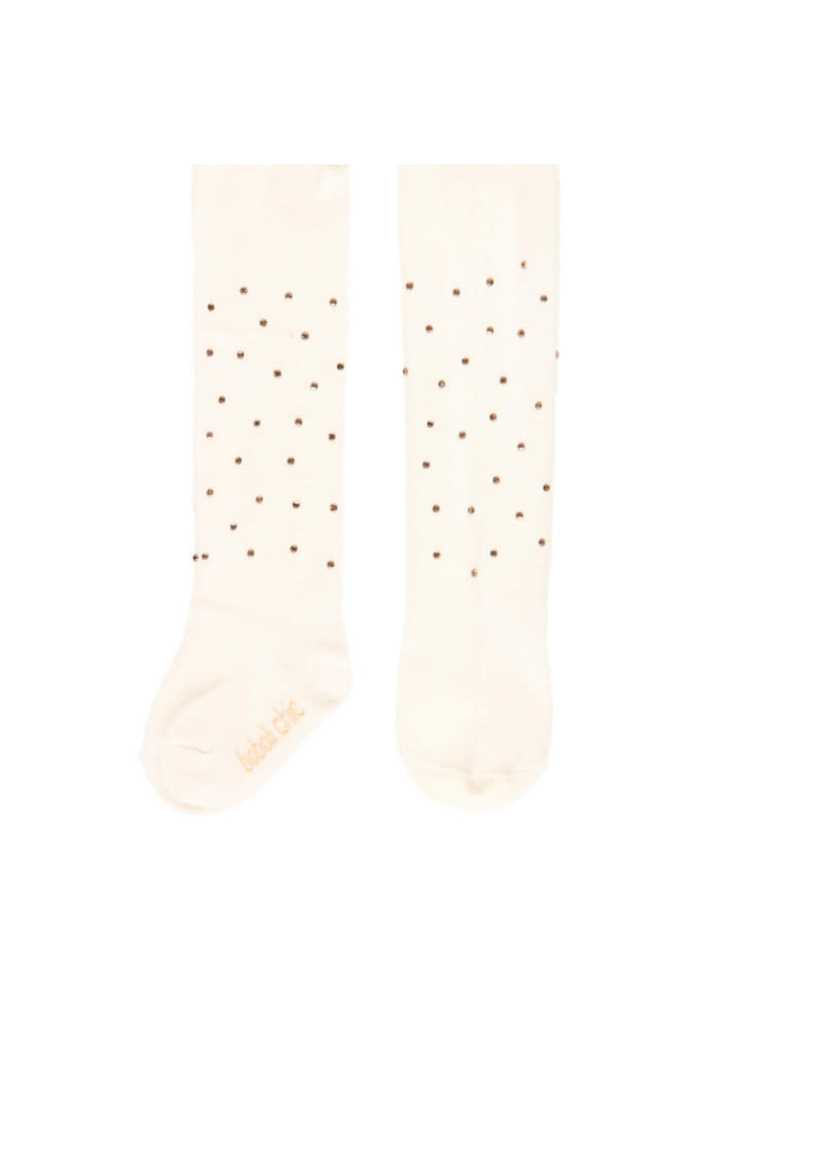 Boboli Boboli Thick tights for baby girl white whith gold 708061