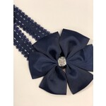 Haarband donkerblauw met grote strik