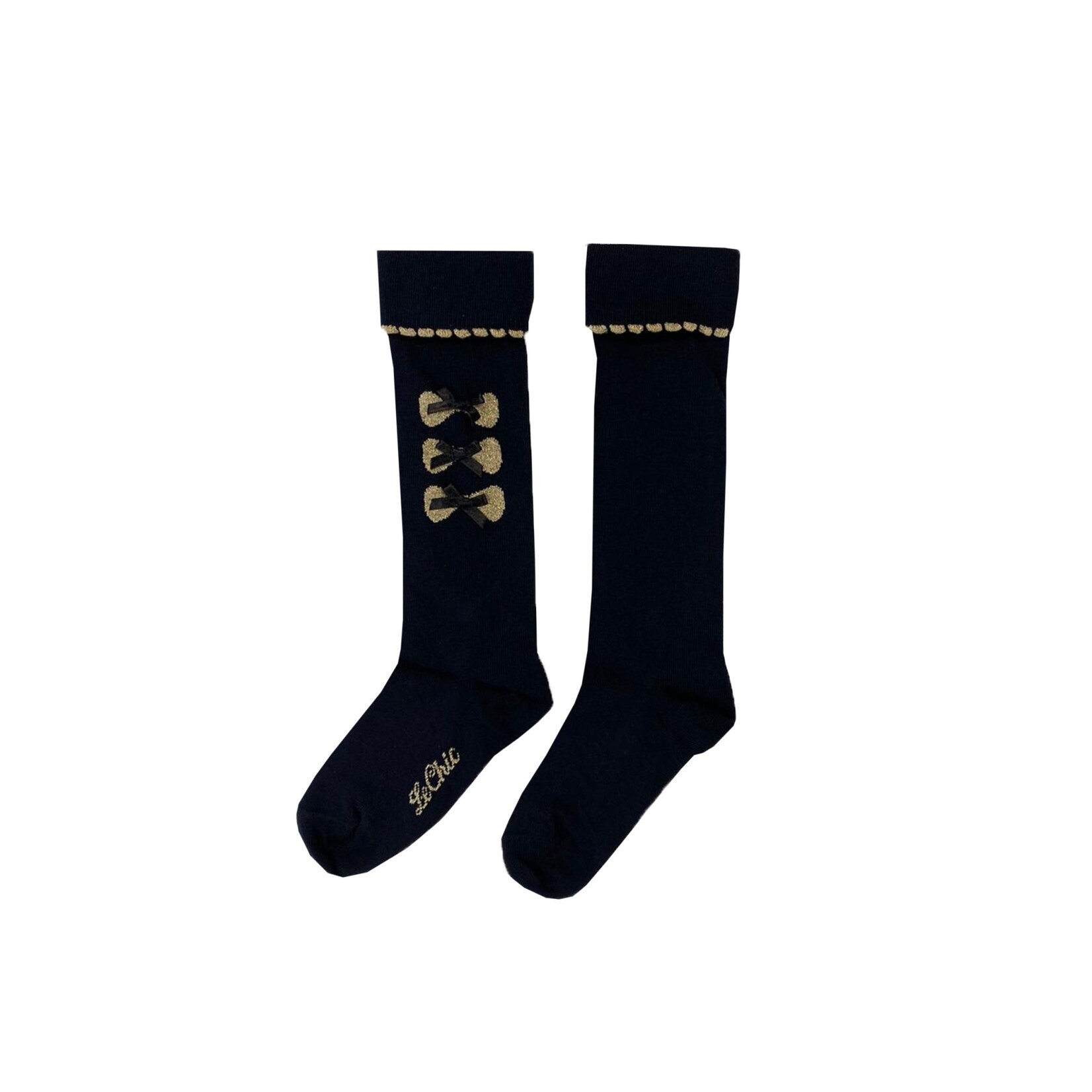 Le Chic Le Chic kneesocks with 3 bows C911-5905 Blue Navy