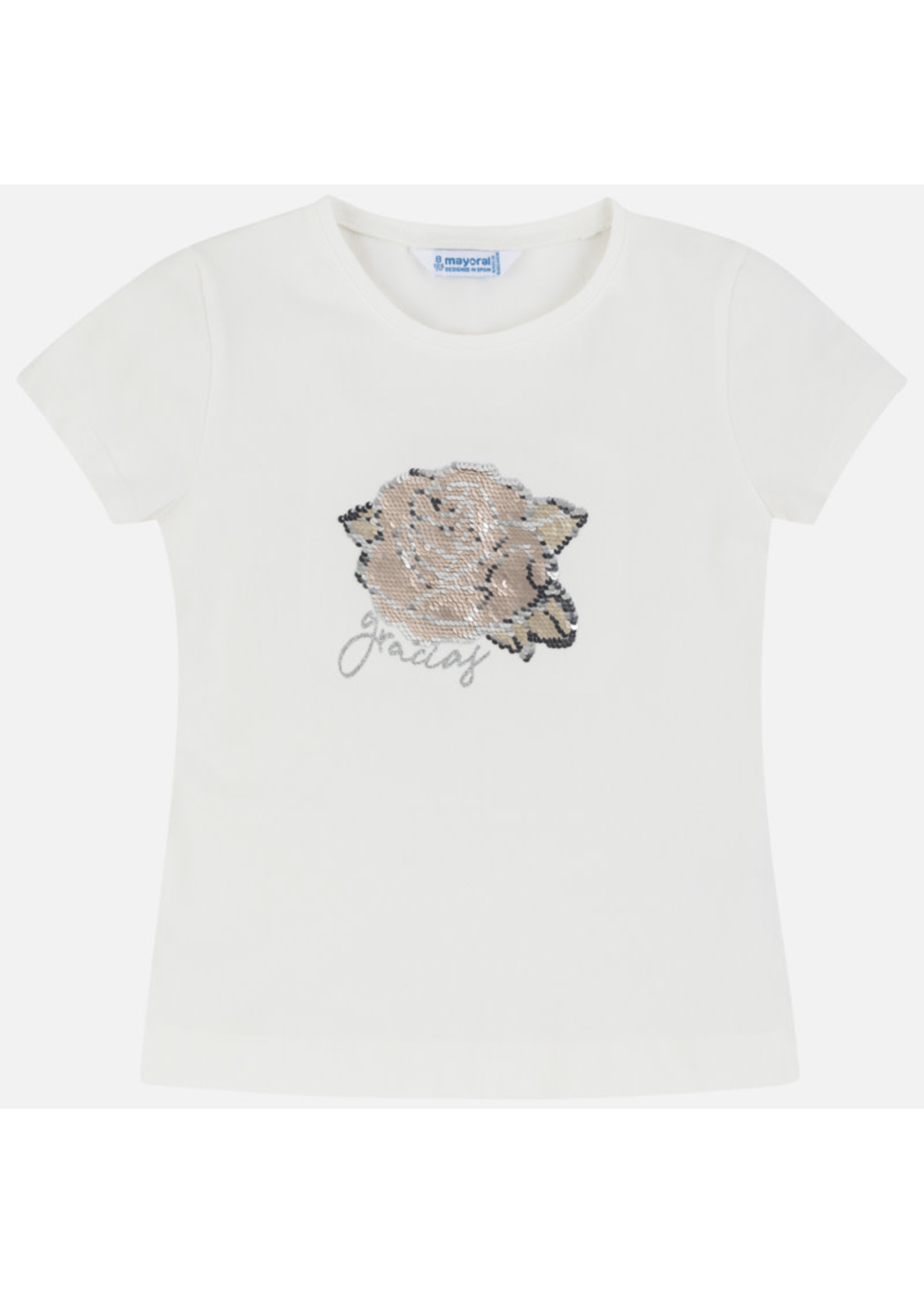 Mayoral Mayoral Spangles s/s t-shirt Natural - 06022