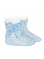 Condor Condor sokjes licht blauw open werkt met strik