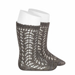 Condor Condor Kniekousen taupe gewerkt met gouden glitter