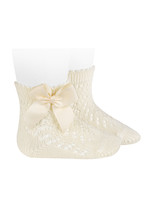 Condor Condor Sokje off white open gewerkt met strikken