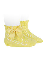 Condor Condor Sokje geel open  gewerkt met strikken