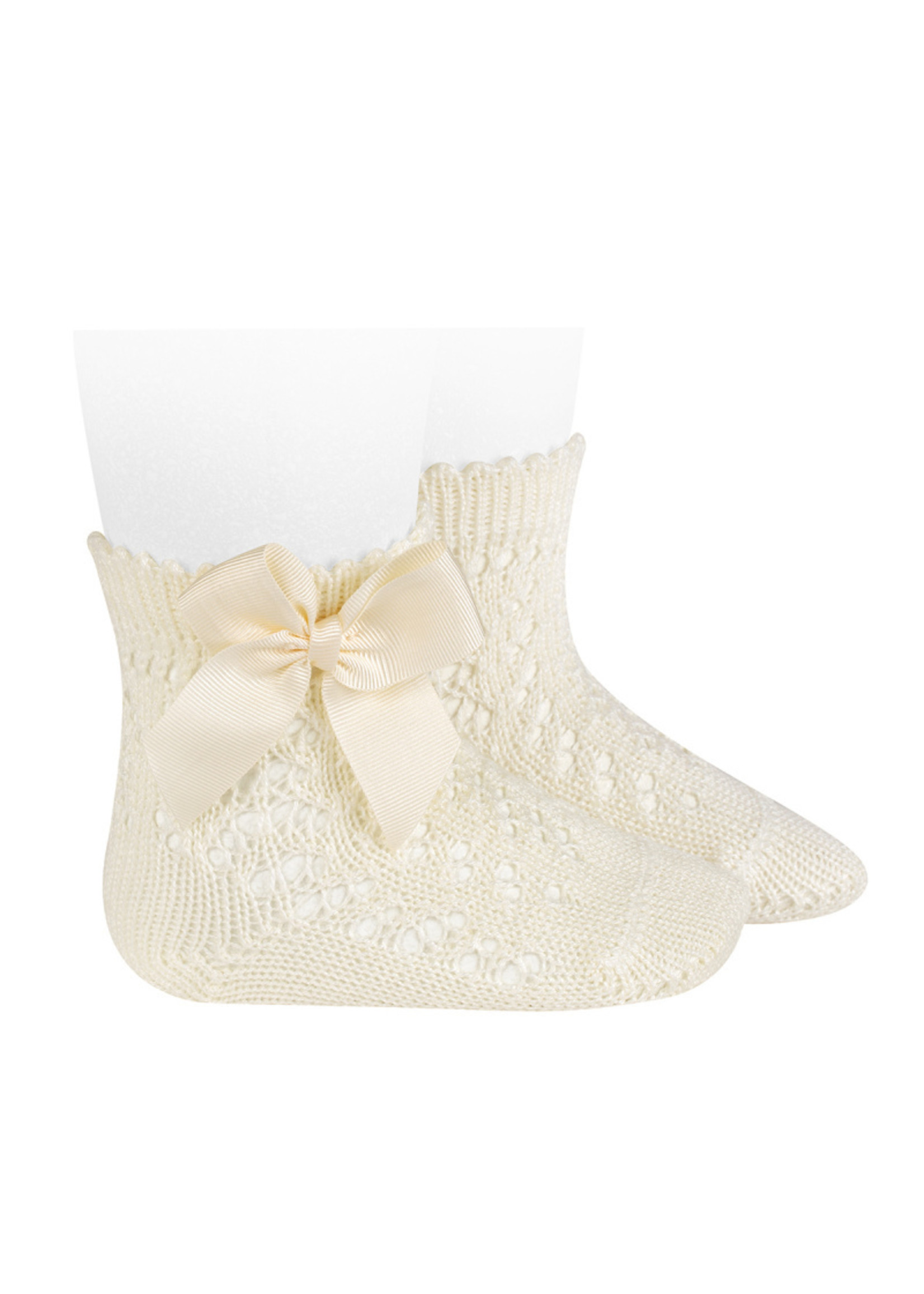 Condor Condor Sokjes off white open gewerkt met strik