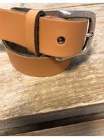 Riem leer cognac met oud zilveren gesp