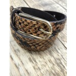 Riem leer snake cognac 2 cm met gouden gesp