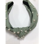 Diadeem mint groen knoop met parels