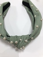 Diadeem mint groen knoop met parels