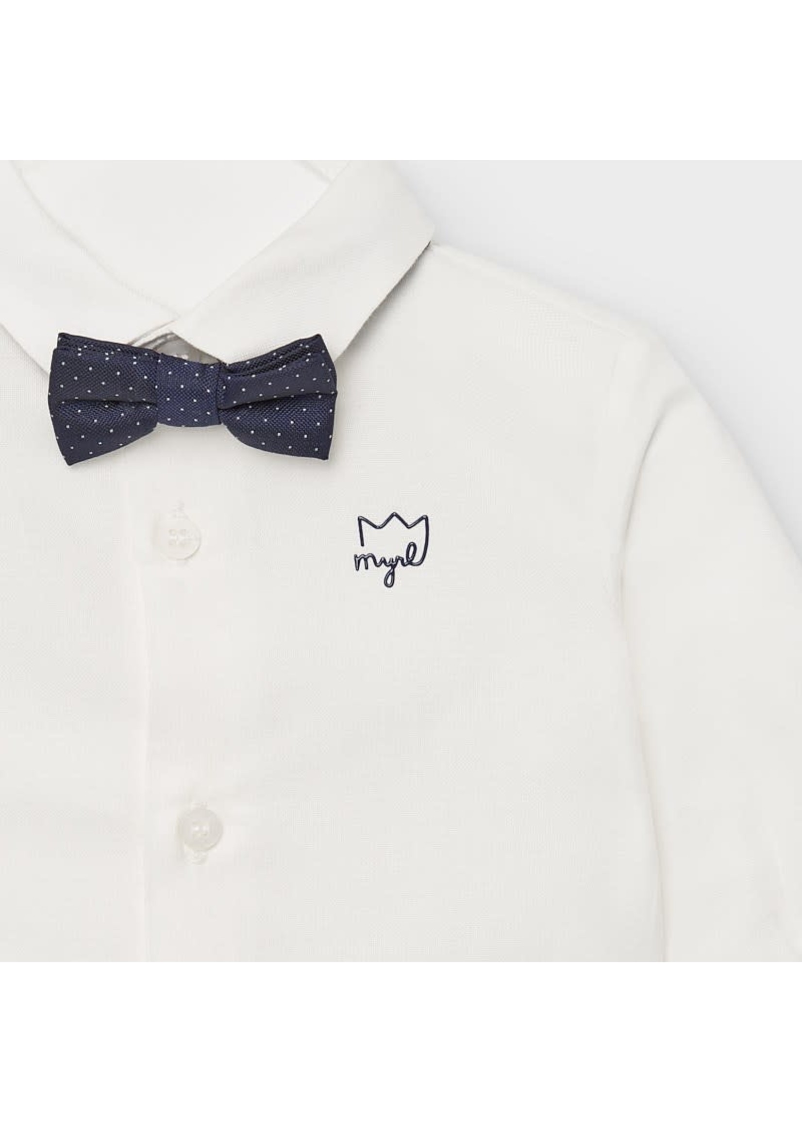 Mayoral Mayoral L/s shirt and bowtie Natural - 20 02119