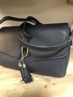 Tas donkerblauw met kwastjses en hengsel