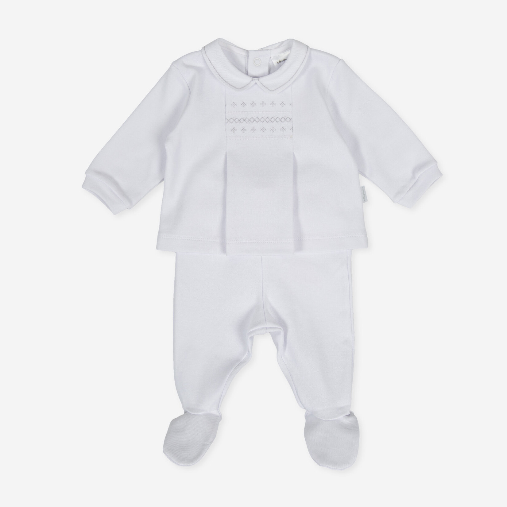 Tutto Piccolo Tutto Piccolo 2 PCS PYJAMA WITH FEET P.New born OPTICAL WHITE
