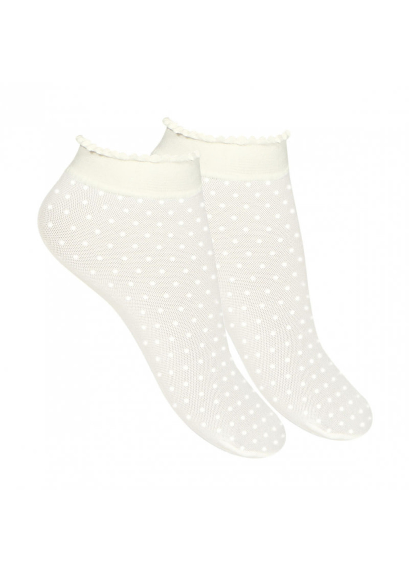 Condor Condor Sokjes off white open gewerkt met strik