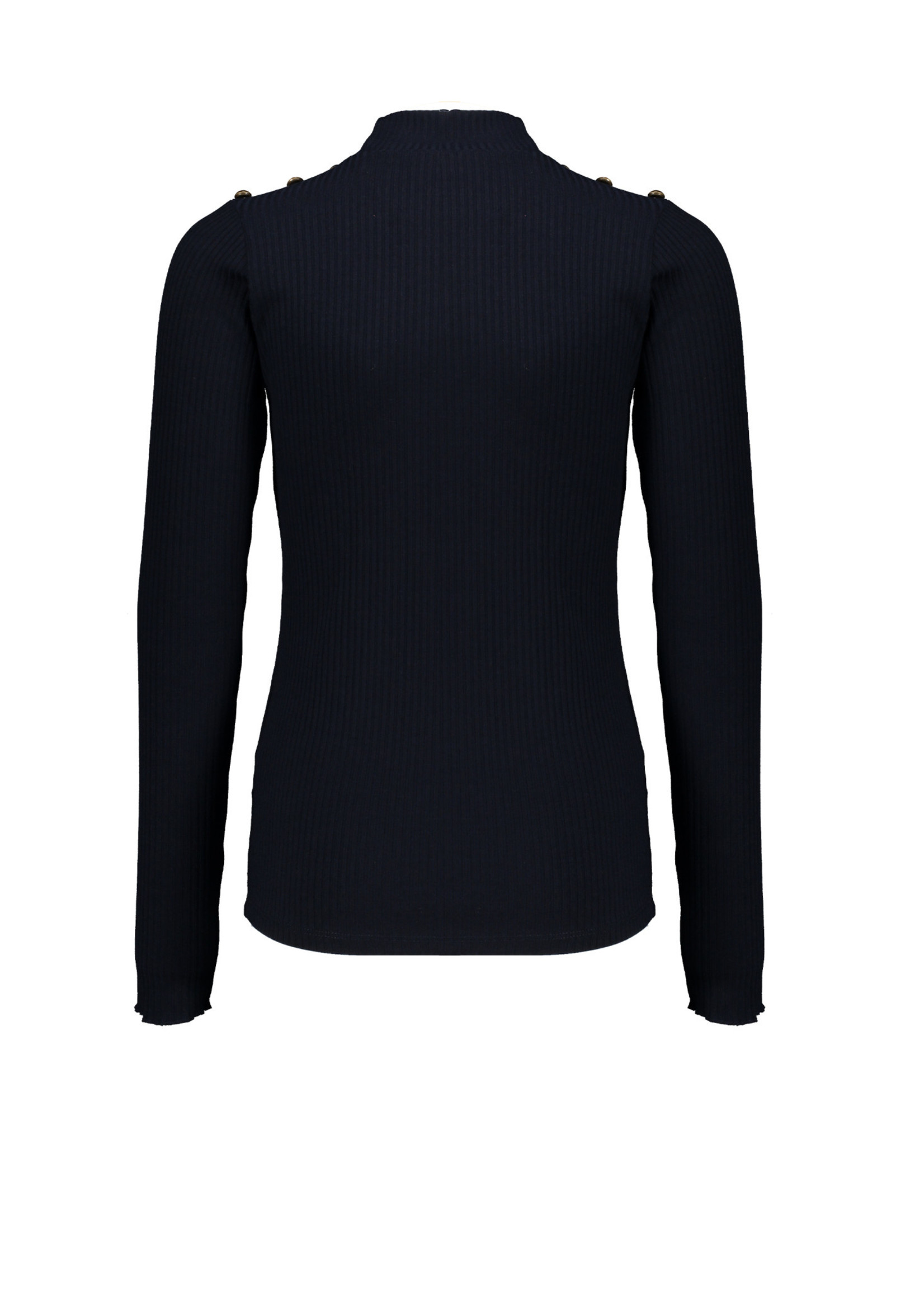 Nobell Nobell Kolet rib turtle neck tshirt with fancy buttons at shoulder Q008-3400 Grey Navy