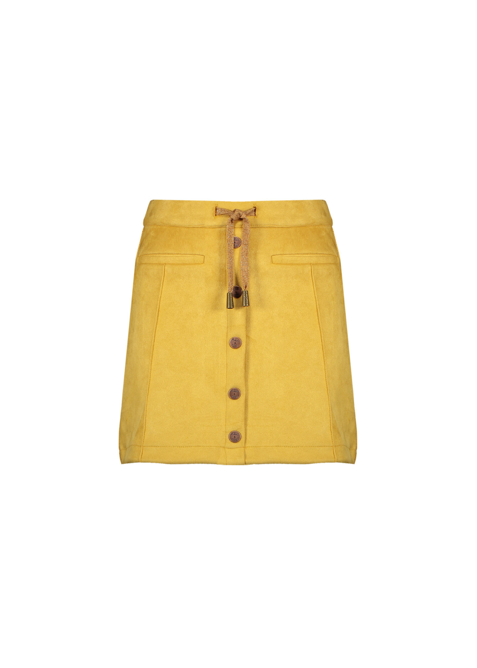 Nobell Nobell NishaB soft suede short A-line skirt with buttons Q008-3702 Yellow Gold