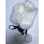 Bont sjaal off white met bonten bal