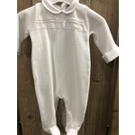 Babidu Babidu CANNETILLE LONG SLEEVED SNAP BACK FOOTIE W/PETER PAN COLLAR WHITE-14265