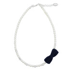 Rian Rian Parelketting met donkerblauw fluweel strikje