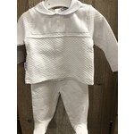Babidu Babidu LONDON LONG SLEEVED BACK SNAP 2 PIECE FOOTED SET WHITE-56190