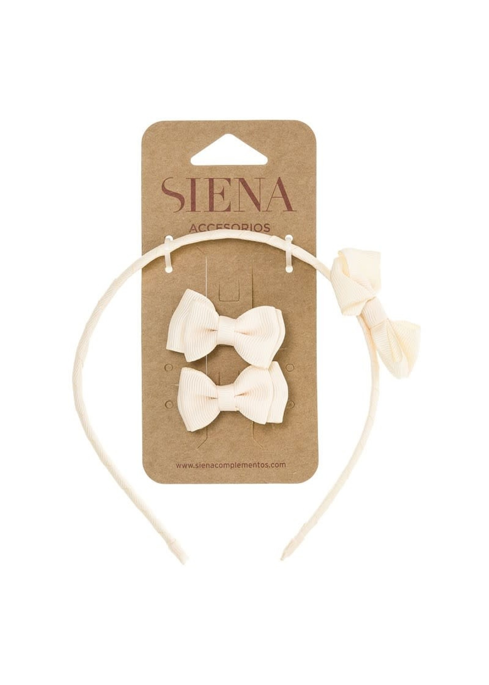 Siena Siena Set diadeem en strikjes off white