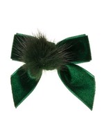 Siena Siena fluwelen strik groen  met  bontje